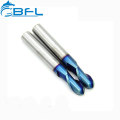 BFL Tungsten Carbide Ball Nose Milling Cutter , 4 Flute Ballnose End Mill Coating